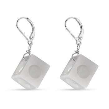 D'Joy Wei&szlig;e Jade Ohrringe 925 Silber Rhodiniert ca. 50,00 ct.