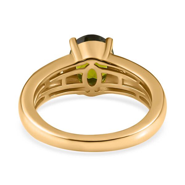 AA Natürlicher, italienischer Vesuvianit, Weißer Zirkon Ring, 925 Silber Gelbgold Vermeil, (Größe 18.00) ca. 2.09 ct image number 6