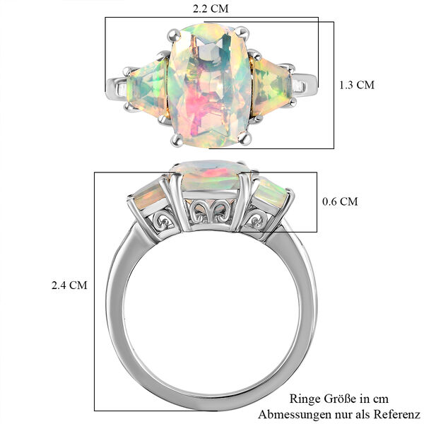 Nat&uuml;rlicher, &auml;thiopischer Welo Opal Ring, 925 Silber platiniert, ca. 3.35 ct image number 6
