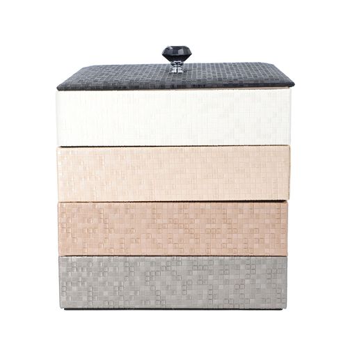 4-schichtiger Schmuck-Organizer mit großem Spiegel, 21.59x21.59x21.59 cm, nude image number 1