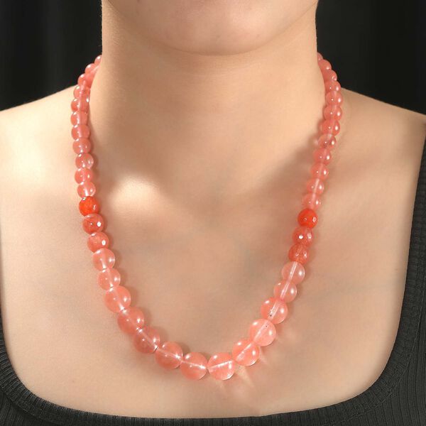 Erdbeer Quarz Halskette ca. 50 cm Messing rhodiniert ca. 270.00 ct image number 3