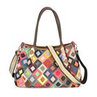 Chaos by Elsie - Echtleder Tragetasche mit RFID, Multicolor-Rhomben-Design, Größe: L39xW14xH27cm