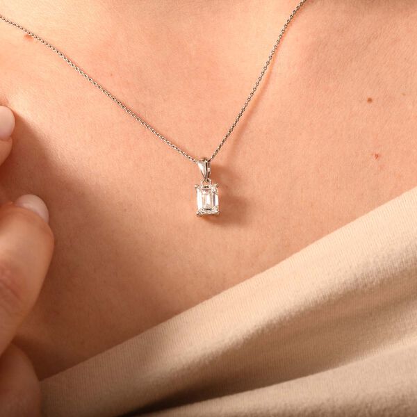LUXURIANT IGI zertifizierter VS Labor Smaragdschliff Diamant Anhänger in 950 Platin- 1 ct. image number 8