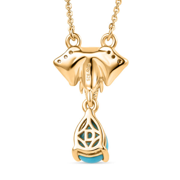 D'Joy AA Sleeping Beauty T&uuml;rkis, Wei&szlig;er Zirkon Halskette ca. 45 cm 925 Silber 750 Vergoldet ca. 0.81 ct image number 4