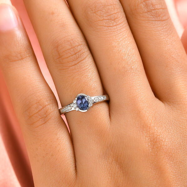 Tansanit und Zirkon Ring 925 Silber platiniert  ca. 0,65 ct image number 3