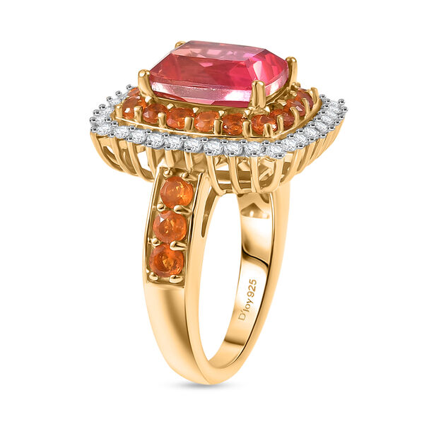 D'Joy Majest&auml;tische Abendsonne Sunset Quarz Triplette, Salamanca Feueropal Ring 925 Silber 750 Gelbgold Vermeil (Gr&ouml;&szlig;e 19.00) ca. 4.66 ct image number 4