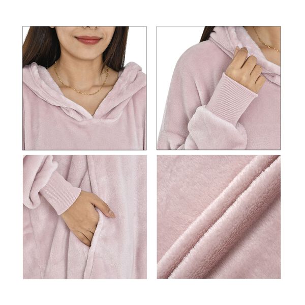 Flauschiger Flanell Hoodie mit großer Tasche, 96x89cm, rosa image number 6