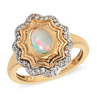 Natürlicher Äthiopischer Opal und Zirkon Ring 925 Silber vergoldet  ca. 0,86 ct image number 3