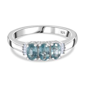 AA Aqua Kyanit und Diamant Ring - 0,96 ct.
