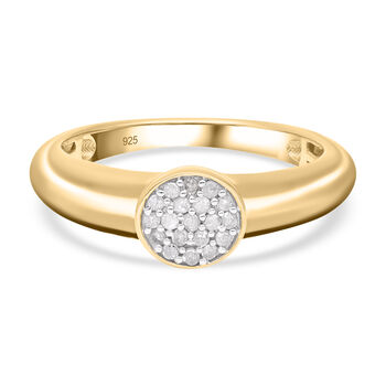 Wei&szlig;er Diamant-Ring, 925 Silber Gelbgold Vermeil (Gr&ouml;&szlig;e 16.00) ca. 0,10 ct