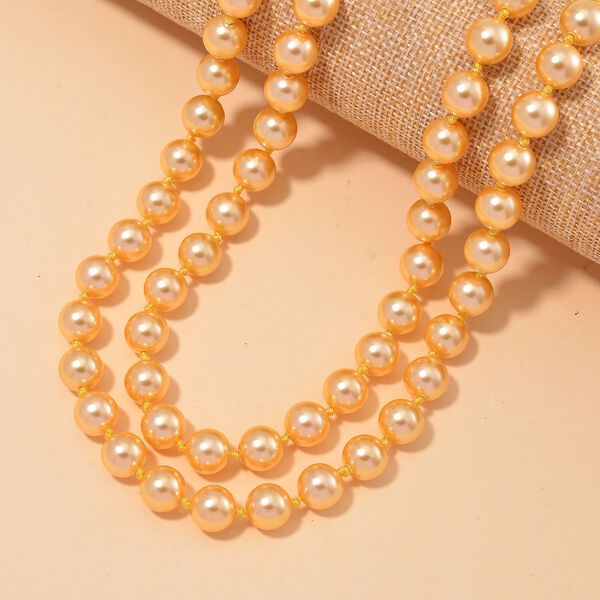 Goldene Muschelkernperlen Halskette, 100 cm image number 2