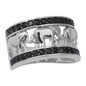 Schwarzer Spinell Ring 925 Silber rhodiniert (Gr&ouml;&szlig;e 16.00) ca. 0,80 ct