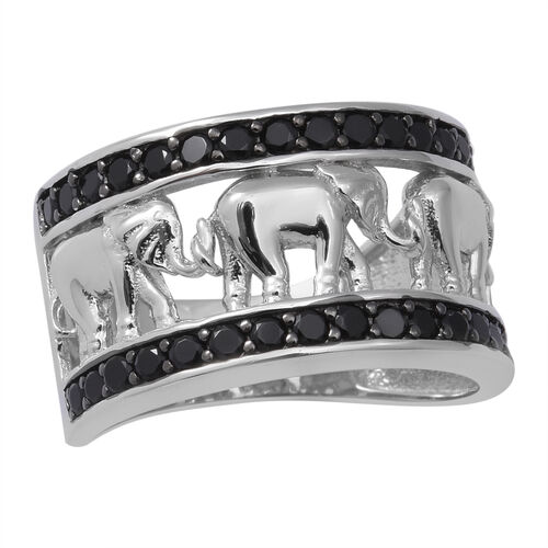 Schwarzer Spinell Ring 925 Silber rhodiniert  ca. 0,80 ct image number 0