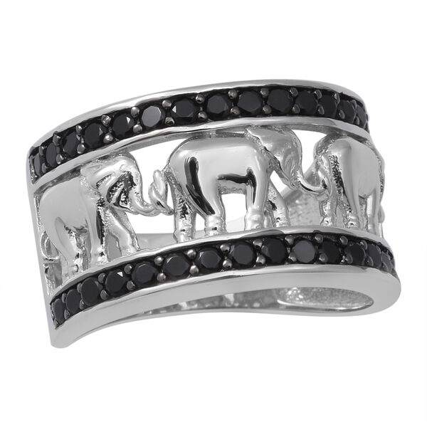 Schwarzer Spinell Ring 925 Silber rhodiniert  ca. 0,80 ct