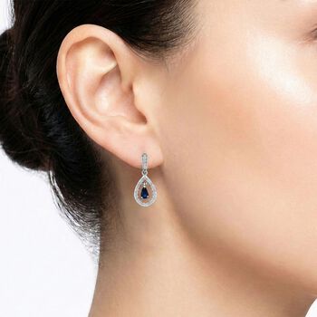 D'Joy AAA Ceylon-Saphir, Moissanit Ohrringe 925 Silber rhodiniert ca. 0.76 ct