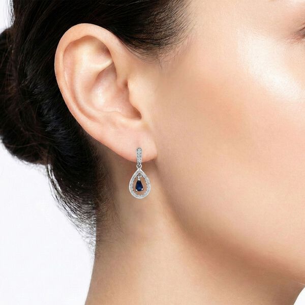 D'Joy AAA Ceylon-Saphir, Moissanit Ohrringe 925 Silber rhodiniert ca. 0.76 ct image number 2