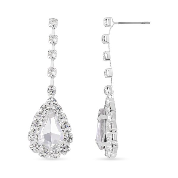 2er-Set - wei&szlig;e Kristall-Halskette und Ohrringe in Silberton - 12 ct. image number 5