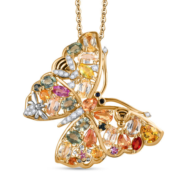 GP Trionfo Collection - Multi-Saphir und Zirkon-Anh&auml;nger mit 45cm Kette - 5,76 ct.