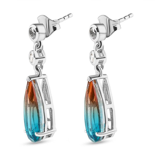 Aqua Terra Costa Quarz Triplett und Zirkon-Ohrh&auml;nger, 925 Silber vergoldet, 6,67 ct. image number 4