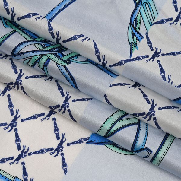 LA MAREY 100% Maulbeerseiden Schal, Blau image number 4