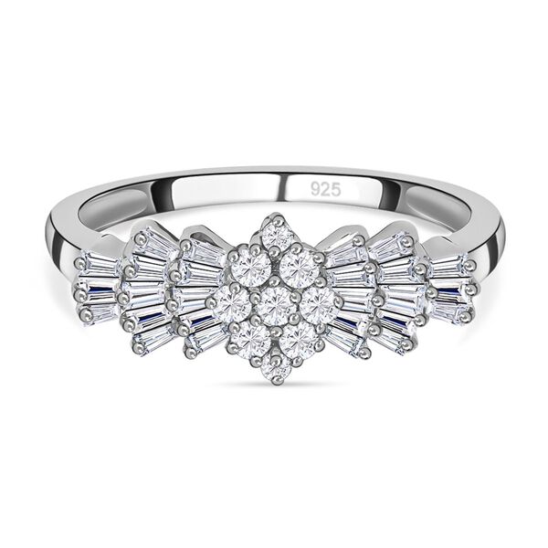 Moissanit Ballerina Ring, 925 Silber rhodiniert - 1,11 ct.