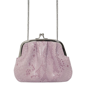 ASSOTS LONDON - Geldb&ouml;rse aus 100% echtem Leder mit abnehmbarem Schulterriemen, Schlangenmuster, Rosa