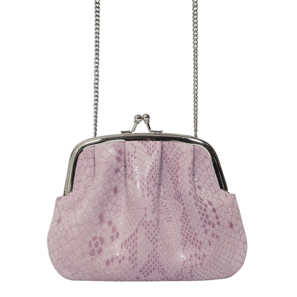 ASSOTS LONDON - Geldb&ouml;rse aus 100% echtem Leder mit abnehmbarem Schulterriemen, Schlangenmuster, Rosa image number 0