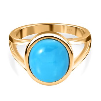 Amerikanischer, nat&uuml;rlicher Sleeping Beauty T&uuml;rkis Ring, 925 Silber Gelbgold Vermeil, (Gr&ouml;&szlig;e 20.00) ca. 4.28 ct