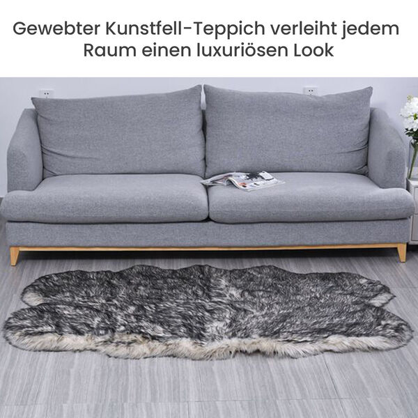 Seidenweicher, gewebter Kunstfellteppich, 180x100 cm, grau image number 2