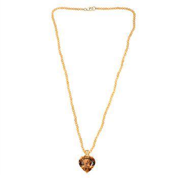 D'Joy AA Citrin Schmuckset ca. 50 cm 925 Silber 750 Gelbgold Vermeil ca. 55.00 ct