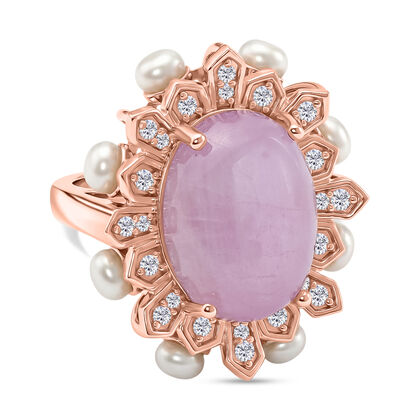 EVER TRUE Kunzit, S&uuml;&szlig;wasser Perle (4mm) Ring Nickelfreies Messing Ros&eacute;goldfarben (Gr&ouml;&szlig;e 20.00)