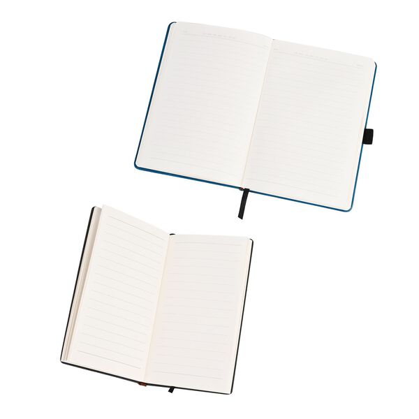 Premium Set; Notizbuch und Taschentagebuch mit geschnitztem, samtigem Hardcover und Kugelschreiber, Marineblau image number 10