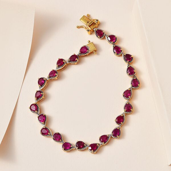 Afrikanischer Rubin (Fissure gef&uuml;llt) Armband, ca. 18 cm, 925 Silber Gelbgold Vermeil ca. 10.16 ct image number 2