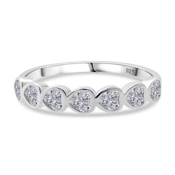 LUSTRO STELLA wei&szlig;er Zirkonia Half Eternity Ring mit Herzmotiven