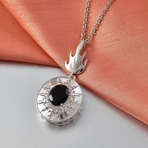 EVER TRUE AA Schwarzer Glasachat, Wei&szlig;er Zirkon Schmuckset ca. 50 cm ca. 2,32 ct. image number 1