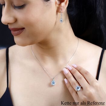 AA Himmelblauer Topas Schmuckset 925 Silber platiniert ca. 12,17 ct.