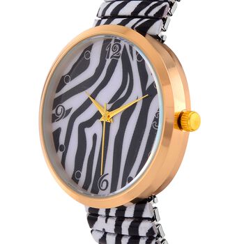 STRADA - Japanisches Uhrwerk, Flexible Uhr, Zebra Muster