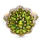 Nat&uuml;rlicher Chromdiopsid-Ring, 925 Silber Gelbgold Vermeil (Gr&ouml;&szlig;e 16.00) ca. 4.63 ct