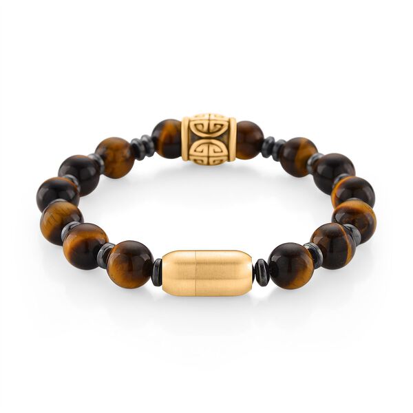 Gelbes Tigerauge und H&auml;matit Armband, 19,75cm - 137 ct. image number 3