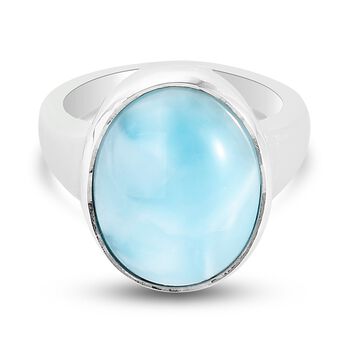 Larimar Solit&auml;r Ring 925 Silber platiniert (Gr&ouml;&szlig;e 16.00) ca. 7,93 ct