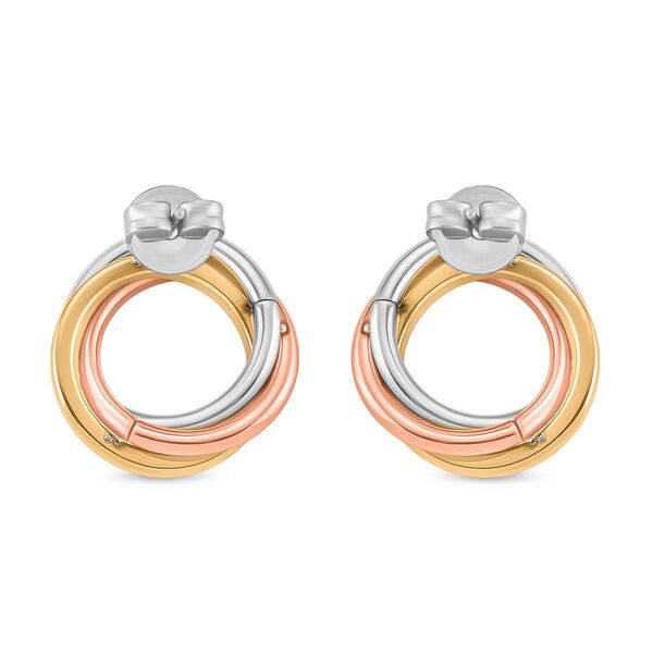 Wei&szlig;er Kristall Ohrringe Reiner Edelstahl Tricolor image number 4