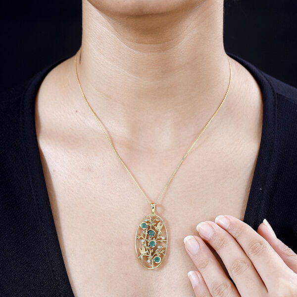 Kagem sambischer Smaragd und Zirkon-Anhänger mit 50cm Kette - 1 ct. image number 2