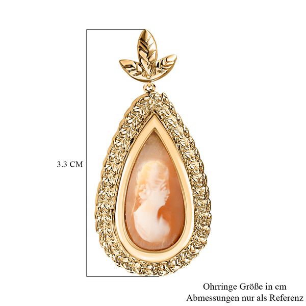Italienische Kamee Conch-Muschel Ohrringe in Goldton image number 5