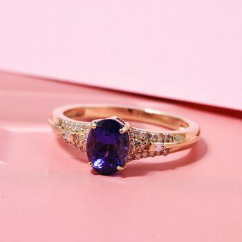 LUXURIANT DIAMOND - AAA Tansanit, Lab Grown Diamant Ring 375 Gold (Gr&ouml;&szlig;e 19.00) ca. 1.53 ct