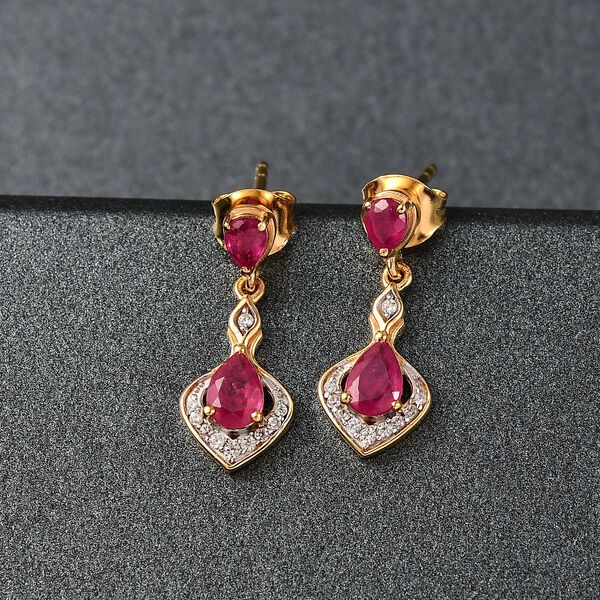 D'Joy Afrikanische Rubin und Zirkon Ohrringe - 1,80 ct. image number 2