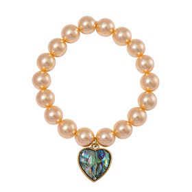 Goldenes Muschelkernperlen und Abalone Muschel Armband, 17-19 cm - 198 ct.