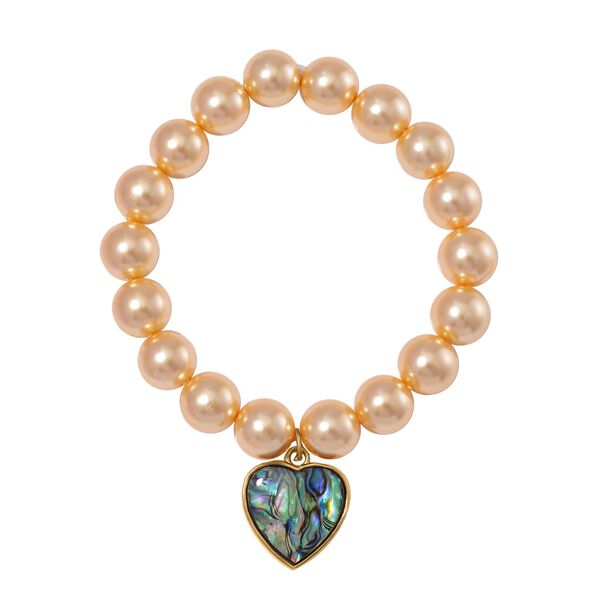 Goldenes Muschelkernperlen und Abalone Muschel Armband, 17-19 cm - 198 ct. image number 0