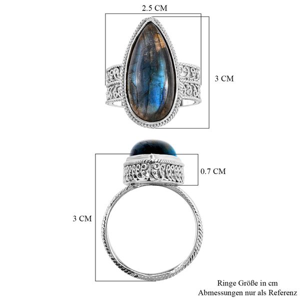 Royal Bali - Labradorit-Ring, 925 Silber Schwarz oxidiert  ca. 15,10 ct image number 5