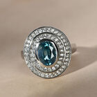 Kambodschanischer blauer und Weißer Zirkon Ring 925 Silber platiniert  ca. 3,98 ct image number 1