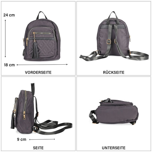 Moderner Kunstleder Rucksack in Steppoptik mit RFID-Schutz, Grau image number 4